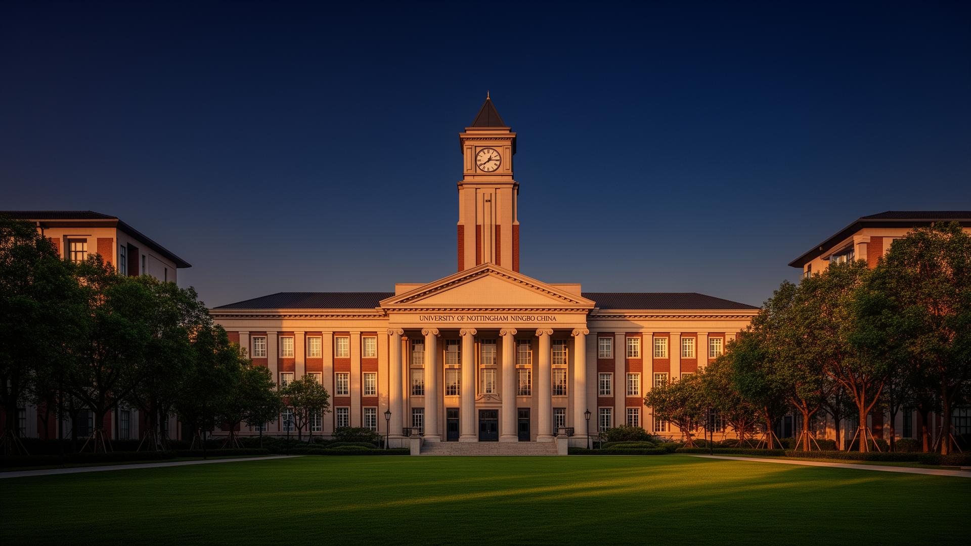 University of Nottingham Ningbo China campus at golden hour